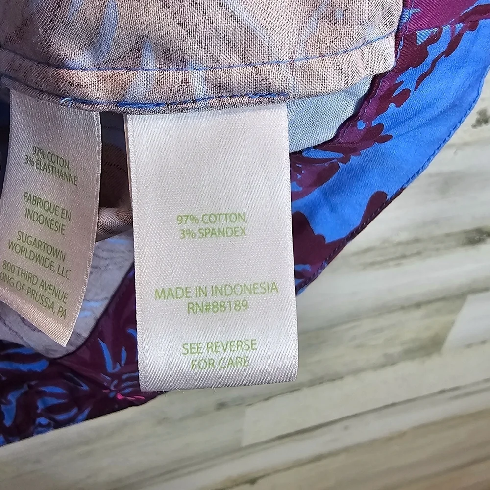 Lilly Pulitzer Torrey Floral Tie Back Top 10 Stretch Poplin Puff Sleeves Preppy